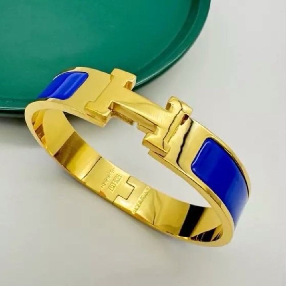 New Royal Blue Clic H Bracelet gold plated stainless steel